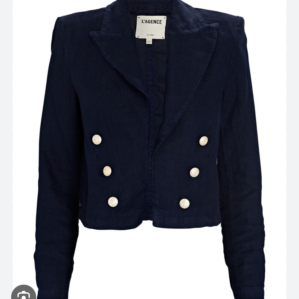 L'AGENCE Navy Blazer with Gold Buttons - Picture 2 of 5